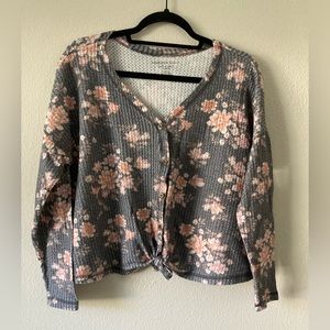 American Eagle Floral Waffle Top